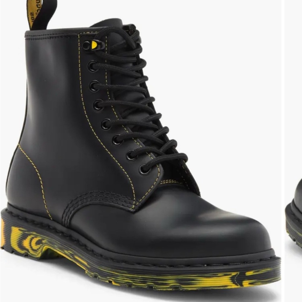 Dr. Martens 1460 Unisex Smooth Black Leather Marbled Sole Combat Boots W Size 7